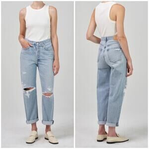 Citizens of Humanity Dylan Rolled Crop Jeans Misfit Wash Ripped Distressed